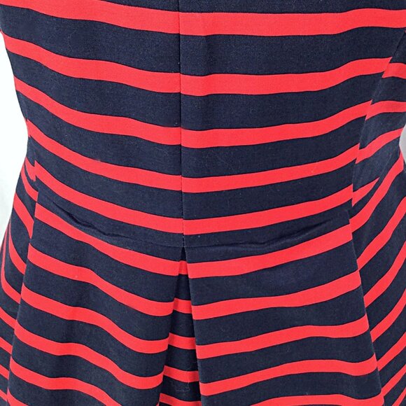Gap Fit & Flare Dress Womens Size 2 Red Navy Blue Striped Short Sleeve V-Neck - Picture 7 of 10